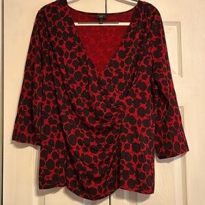 Talbots Black and Red Floral Blouse